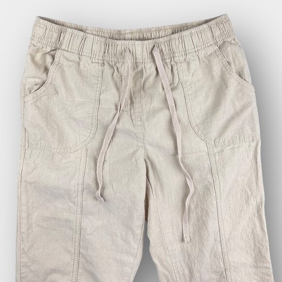 Classic Edition Beige Cropped Pants Size S | 100% Cotton Drawstring Waist Pocket - Picture 5 of 9